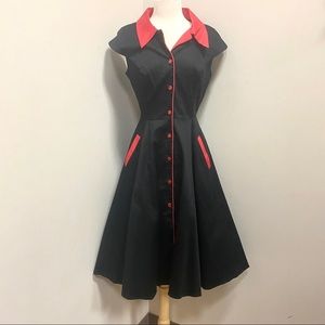 Diabo Swing Dress Hearts & Roses 50s Vintage Repro